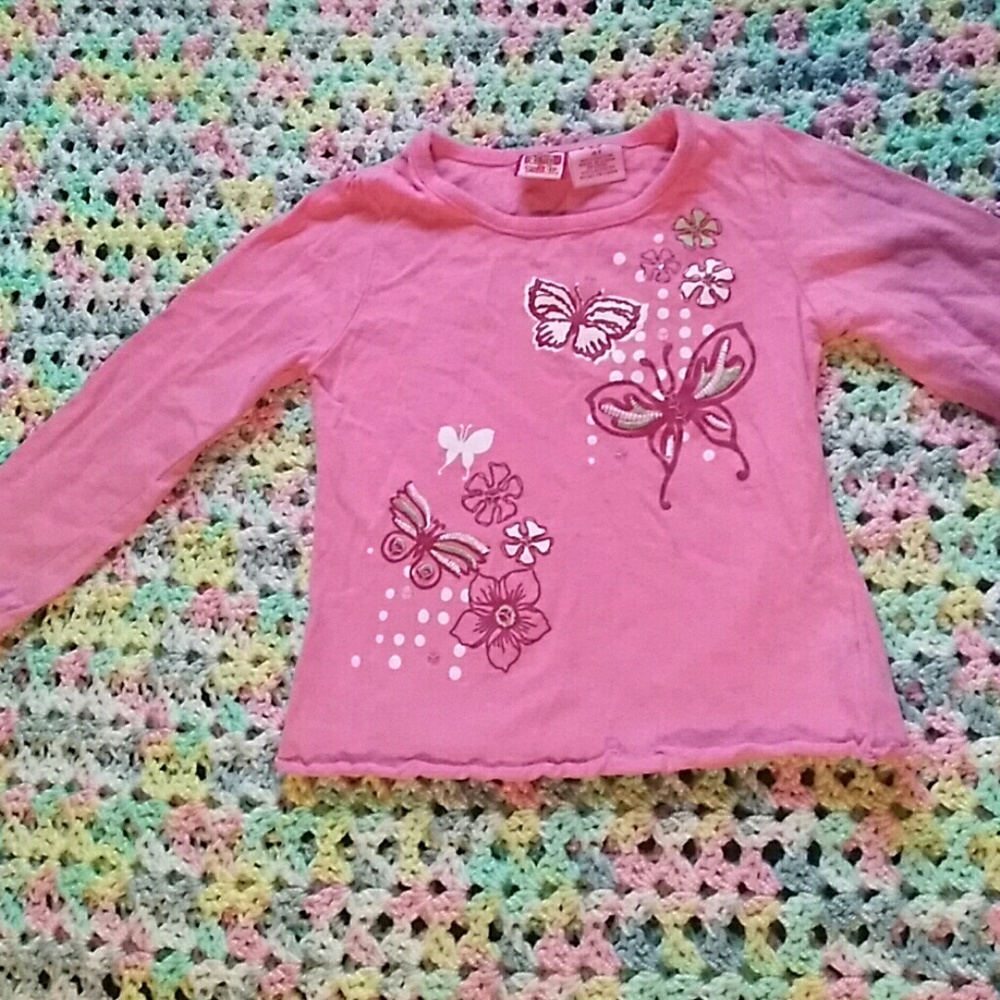 Pink and white butterfly top